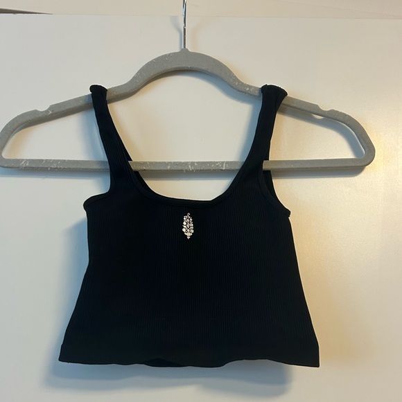 Free People black ribbed crop top size xs/s - Picture 2 of 3